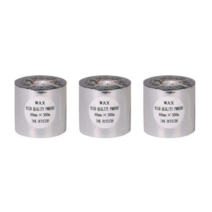 ریبون پرینتر لیبل زن مدل Wax 60mm x 300m بسته 3 عددی